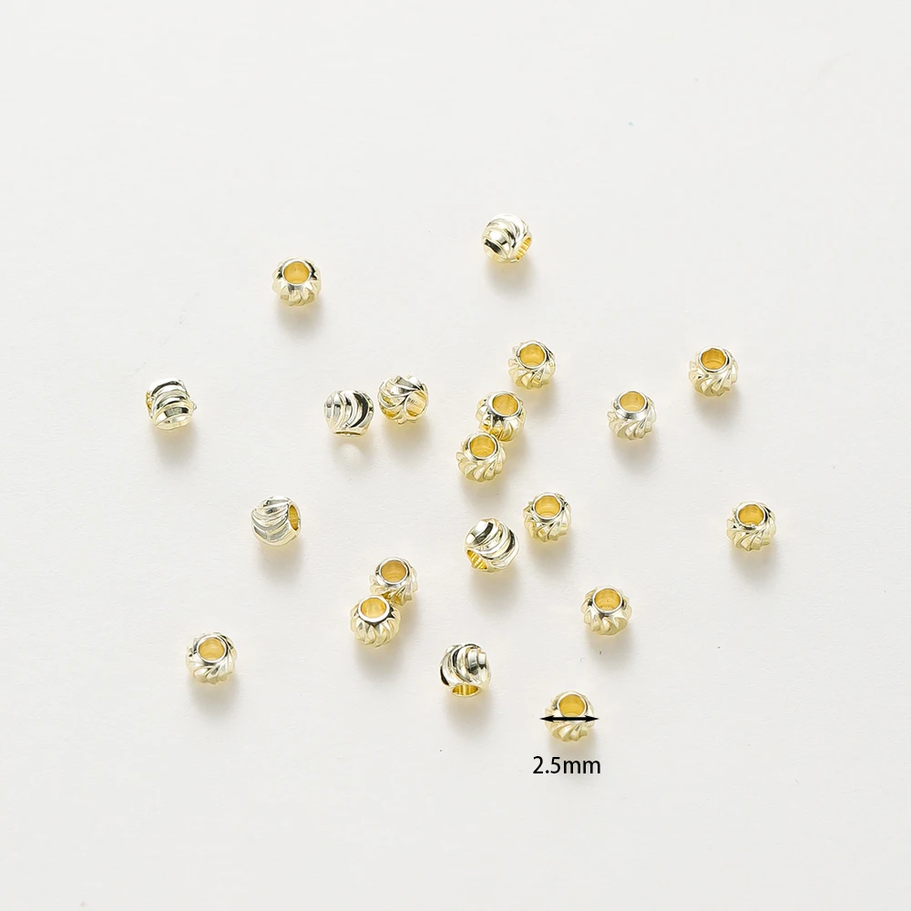 50pcs DIY Jewelry Accessories 14K 18K Gold Plated Striped Cut Flower Beads 2.5 3 4 5 6mm Spacer Beads Bulk Hand Beading Material