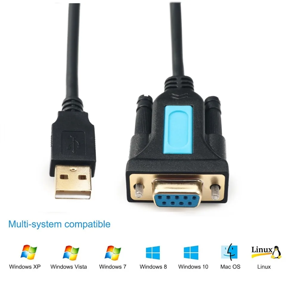 Jasoz USB to RS232 COM Port Serial Cable Adapter PDA 9 DB9 Pin Prolific PL2303 for Windows 7 8.1 10 Vista Mac OS USB RS232 Cable