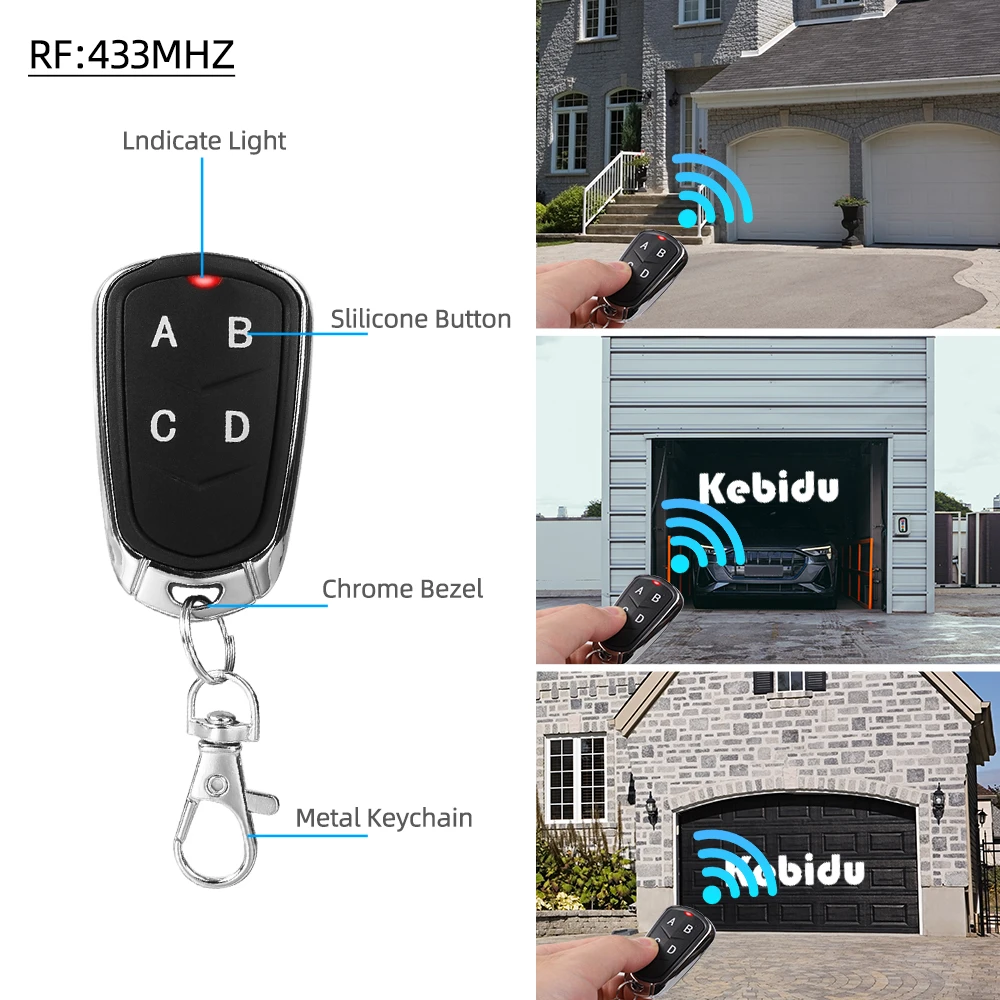 433Mhz 4CH Duplicator Remote Control Electric Gate Garage Door Opener Remote Controller Fixed Rolling Code Cloning Code Car Key
