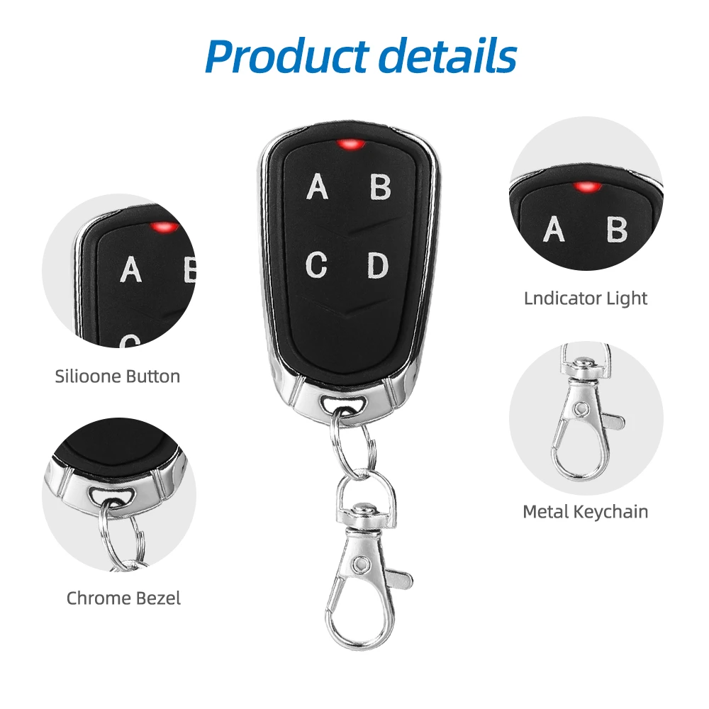 433Mhz 4CH Duplicator Remote Control Electric Gate Garage Door Opener Remote Controller Fixed Rolling Code Cloning Code Car Key