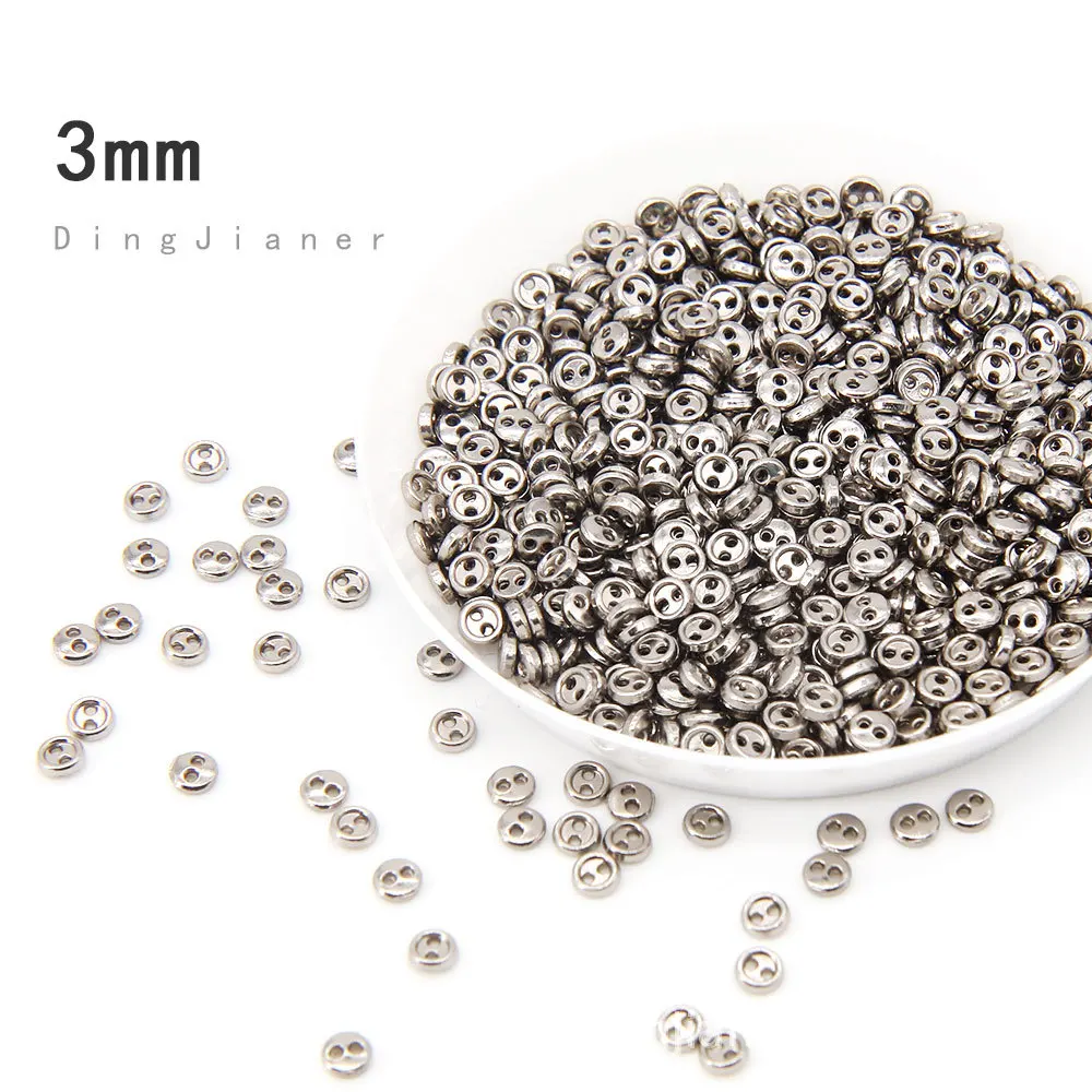 30pcs Mini Metal Buttons 3-8mm for 1Handmade Doll Clothes Round Buckles 2 Holes Scrapbooking Buttons Sewing Accessories