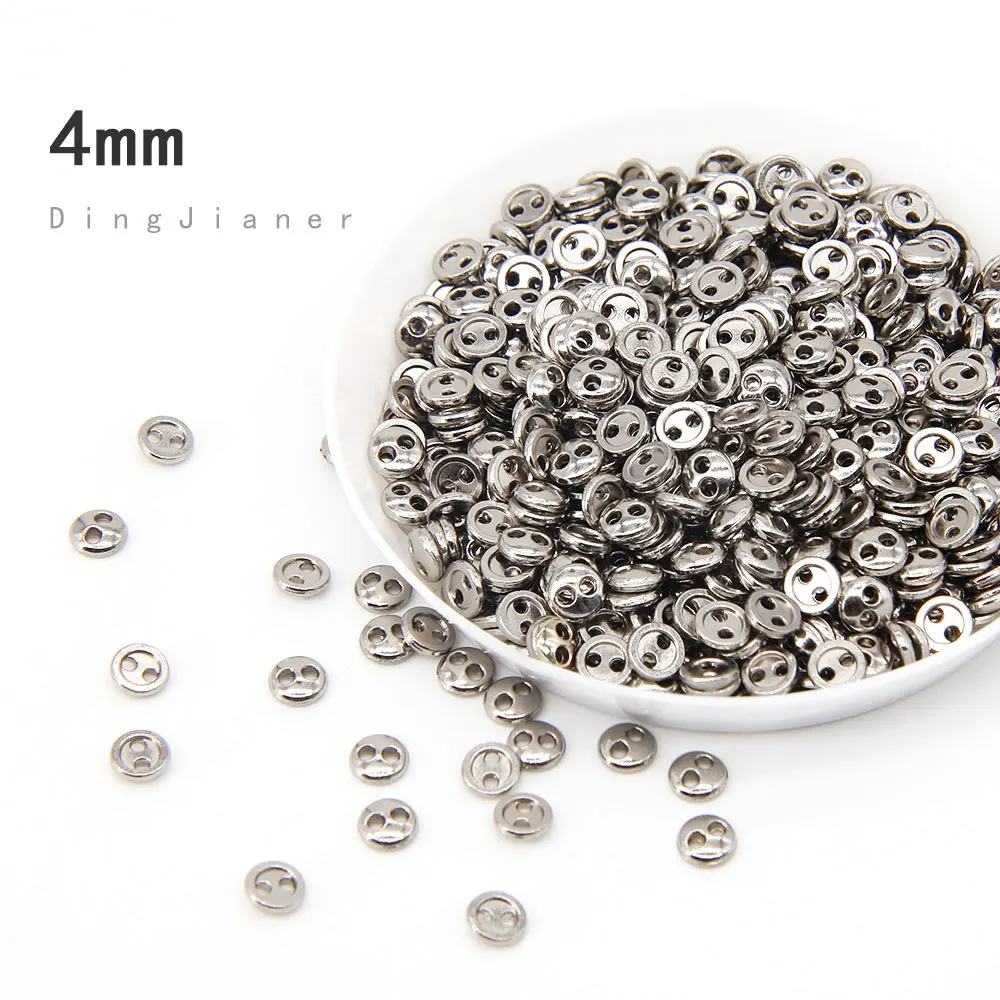 30pcs Mini Metal Buttons 3-8mm for 1Handmade Doll Clothes Round Buckles 2 Holes Scrapbooking Buttons Sewing Accessories