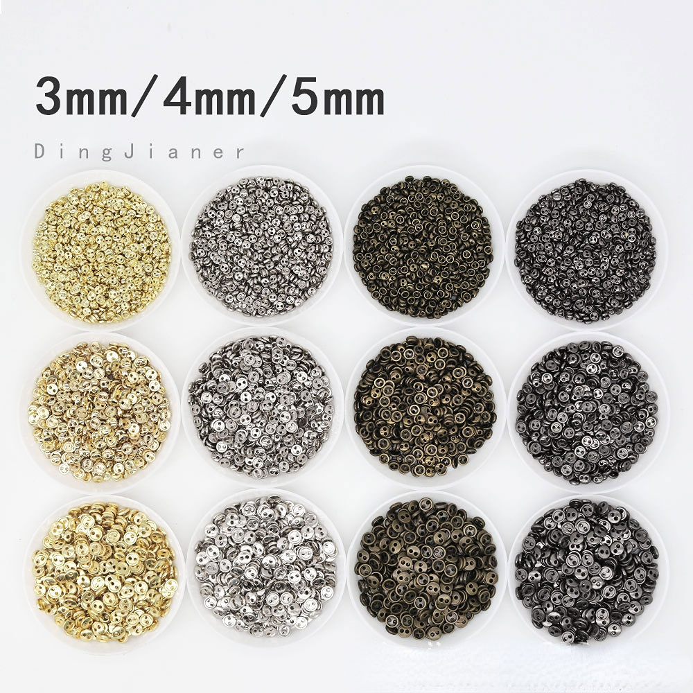 30pcs Mini Metal Buttons 3-8mm for 1Handmade Doll Clothes Round Buckles 2 Holes Scrapbooking Buttons Sewing Accessories