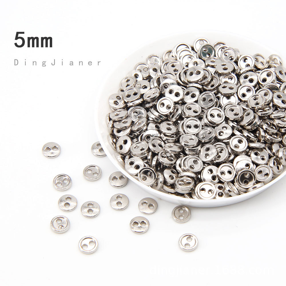 30pcs Mini Metal Buttons 3-8mm for 1Handmade Doll Clothes Round Buckles 2 Holes Scrapbooking Buttons Sewing Accessories