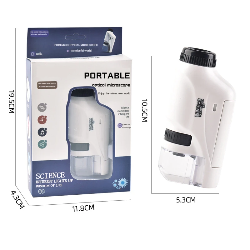 Mini Pocket Microscope Kit 60 To120x Portable Laboratory Microscope With LED Light For Kids Science Experiment Utensils