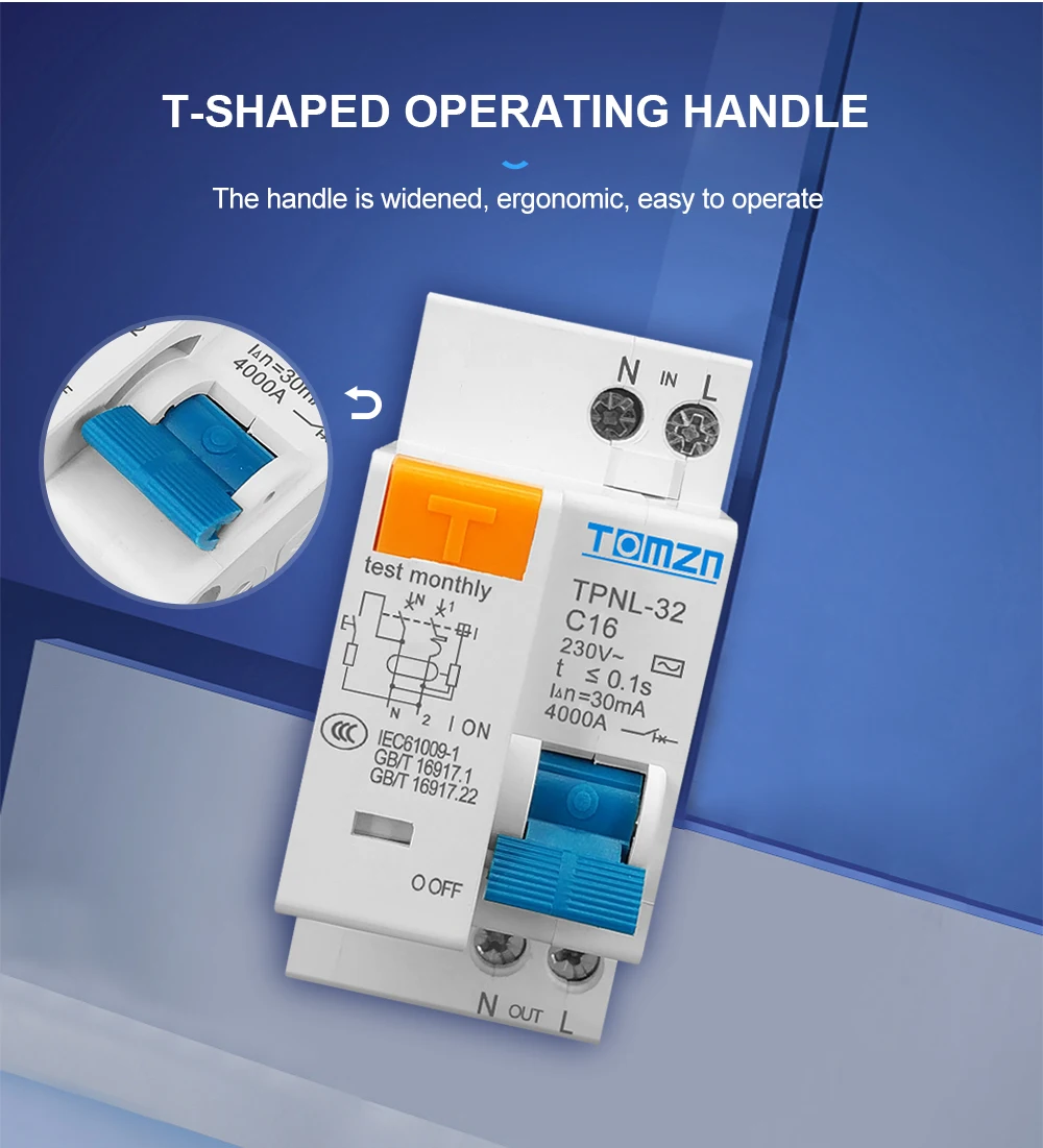 TPNL DPNL 230V 1P+N Residual Circuit Breaker with over and Short Current Leakage Protection RCBO MCB