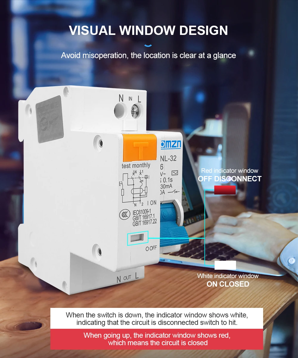 TPNL DPNL 230V 1P+N Residual Circuit Breaker with over and Short Current Leakage Protection RCBO MCB