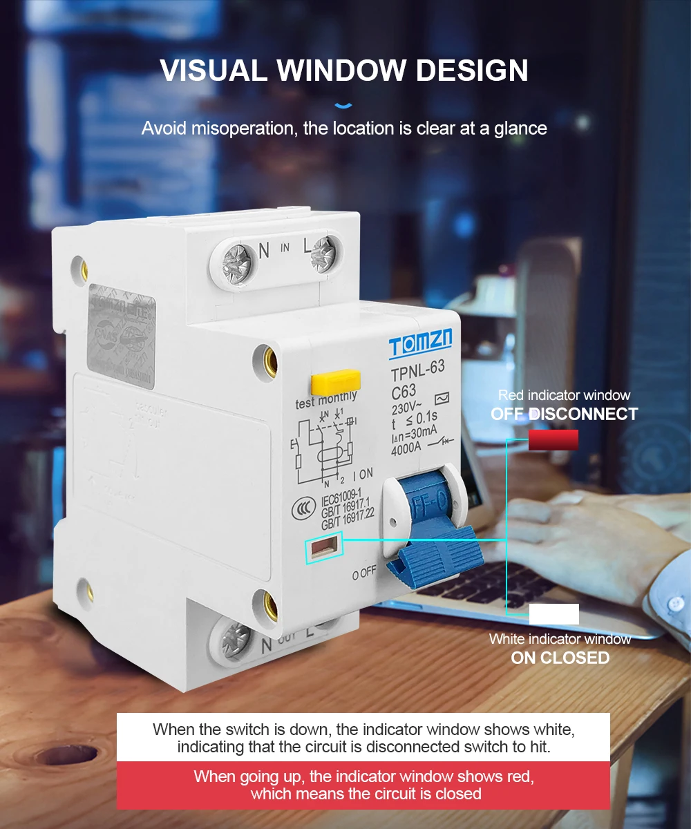 TPNL DPNL 230V 1P+N Residual Circuit Breaker with over and Short Current Leakage Protection RCBO MCB