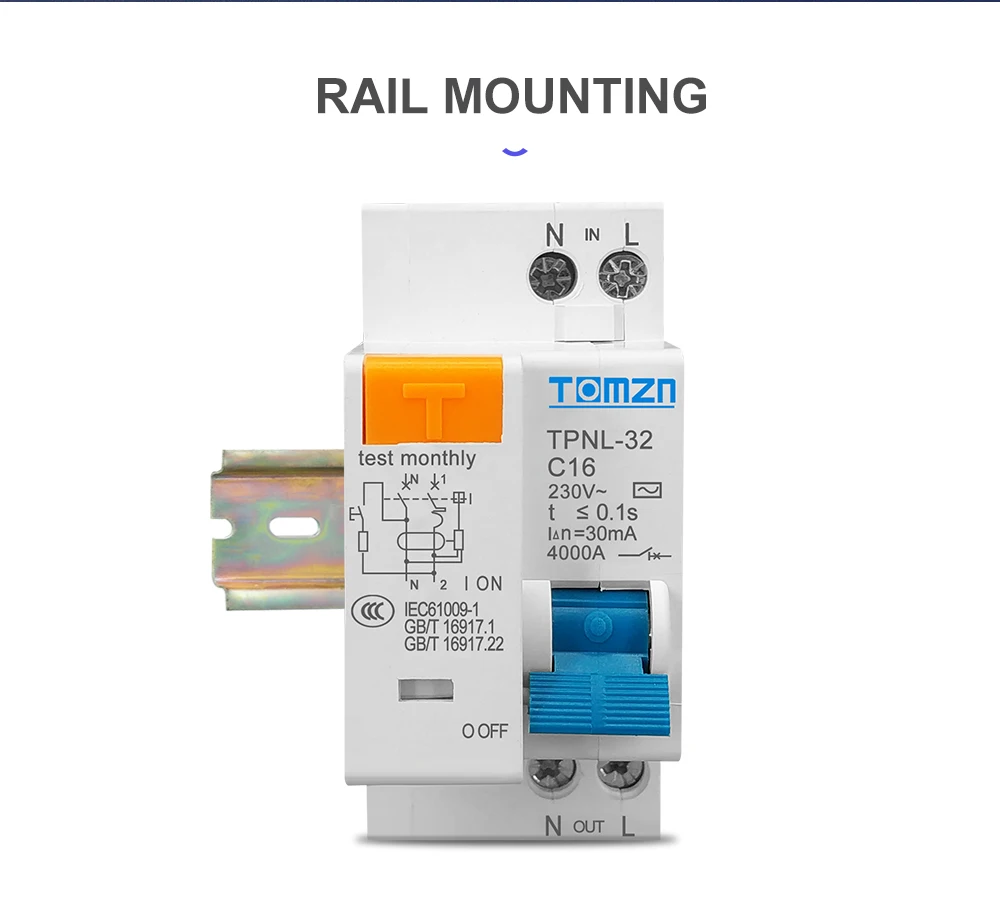 TPNL DPNL 230V 1P+N Residual Circuit Breaker with over and Short Current Leakage Protection RCBO MCB