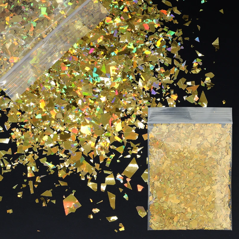 10g Holographic Glitter Irregular Flakes For Epoxy Resin Filler Sparkly Gold Silver Resin Sequins Tumbler Art Moule Resine Epoxy