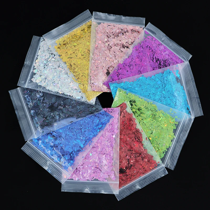 10g Holographic Glitter Irregular Flakes For Epoxy Resin Filler Sparkly Gold Silver Resin Sequins Tumbler Art Moule Resine Epoxy