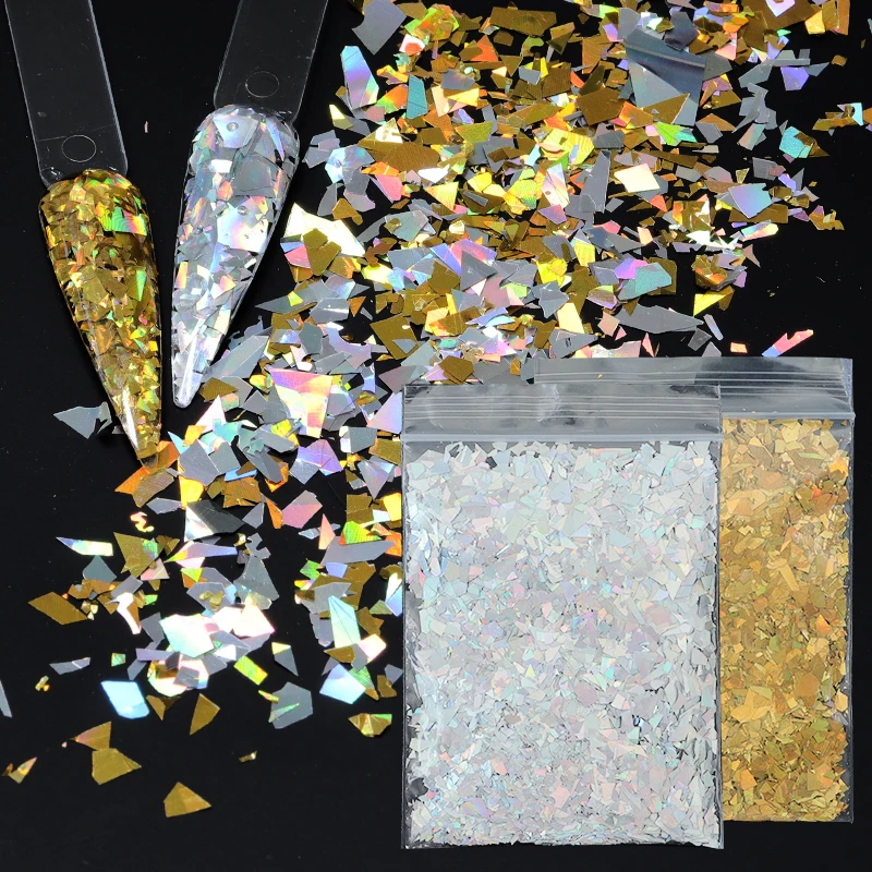 10g Holographic Glitter Irregular Flakes For Epoxy Resin Filler Sparkly Gold Silver Resin Sequins Tumbler Art Moule Resine Epoxy