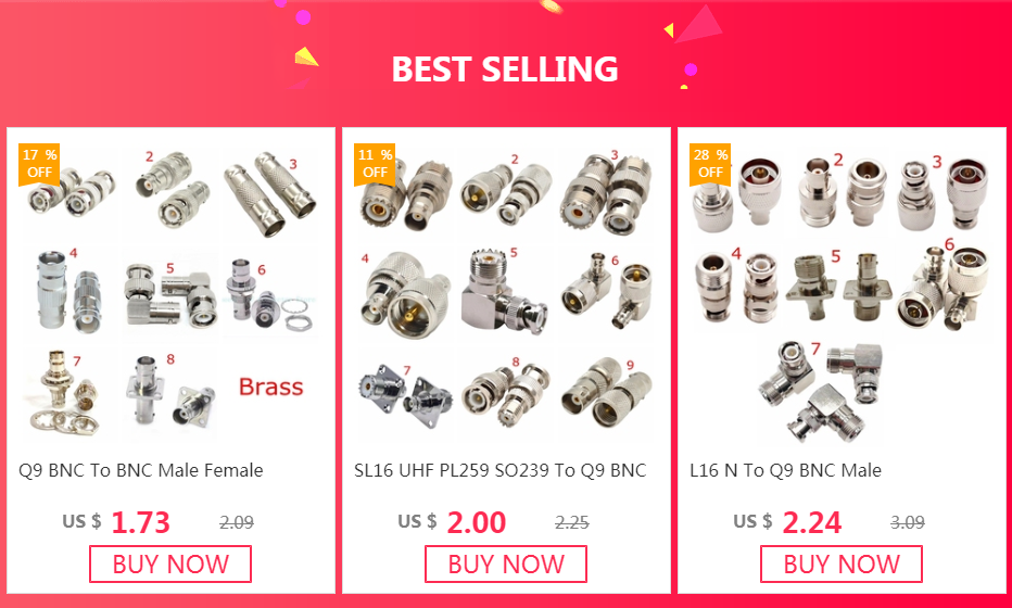 1Pcs Q9 BNC BANANA Tee Type 3way 4way Splitter Connector BNC To BNC Male Female RF Coaxial Adapter Copper Brass Fast Delivery