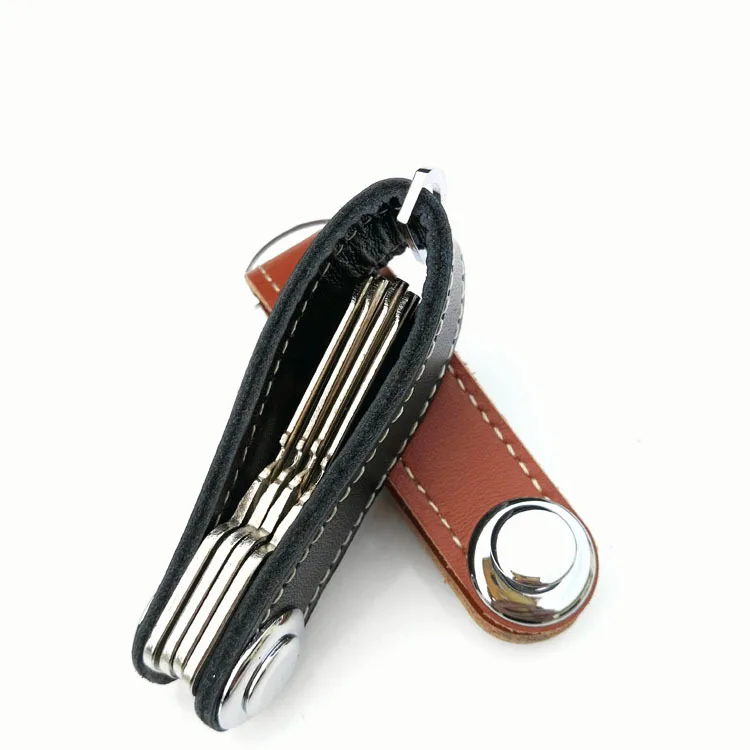 Car Key Pouch Bag Case Wallet Holder Chain Key Wallet Ring Collector Housekeeper Pocket Key Organizer Smart Leather Keychain