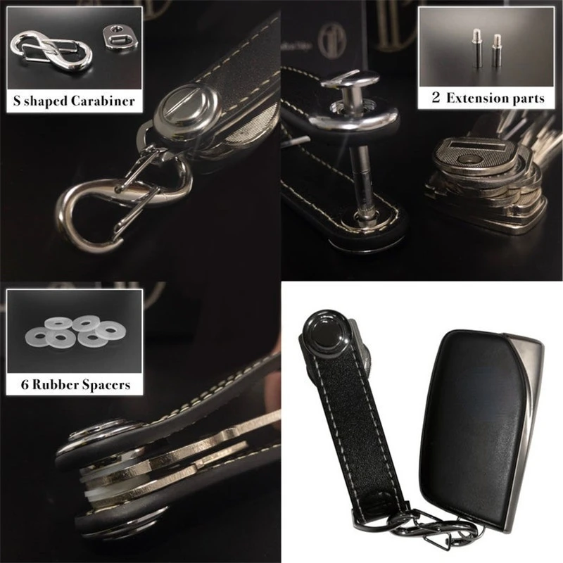Car Key Pouch Bag Case Wallet Holder Chain Key Wallet Ring Collector Housekeeper Pocket Key Organizer Smart Leather Keychain