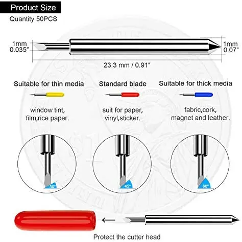 30/45/60 Degrees Replacement Blades For Roland Cricut Plotter Blade Knife Cutter Blades For Power Tools Cutting Plotter 50PCS