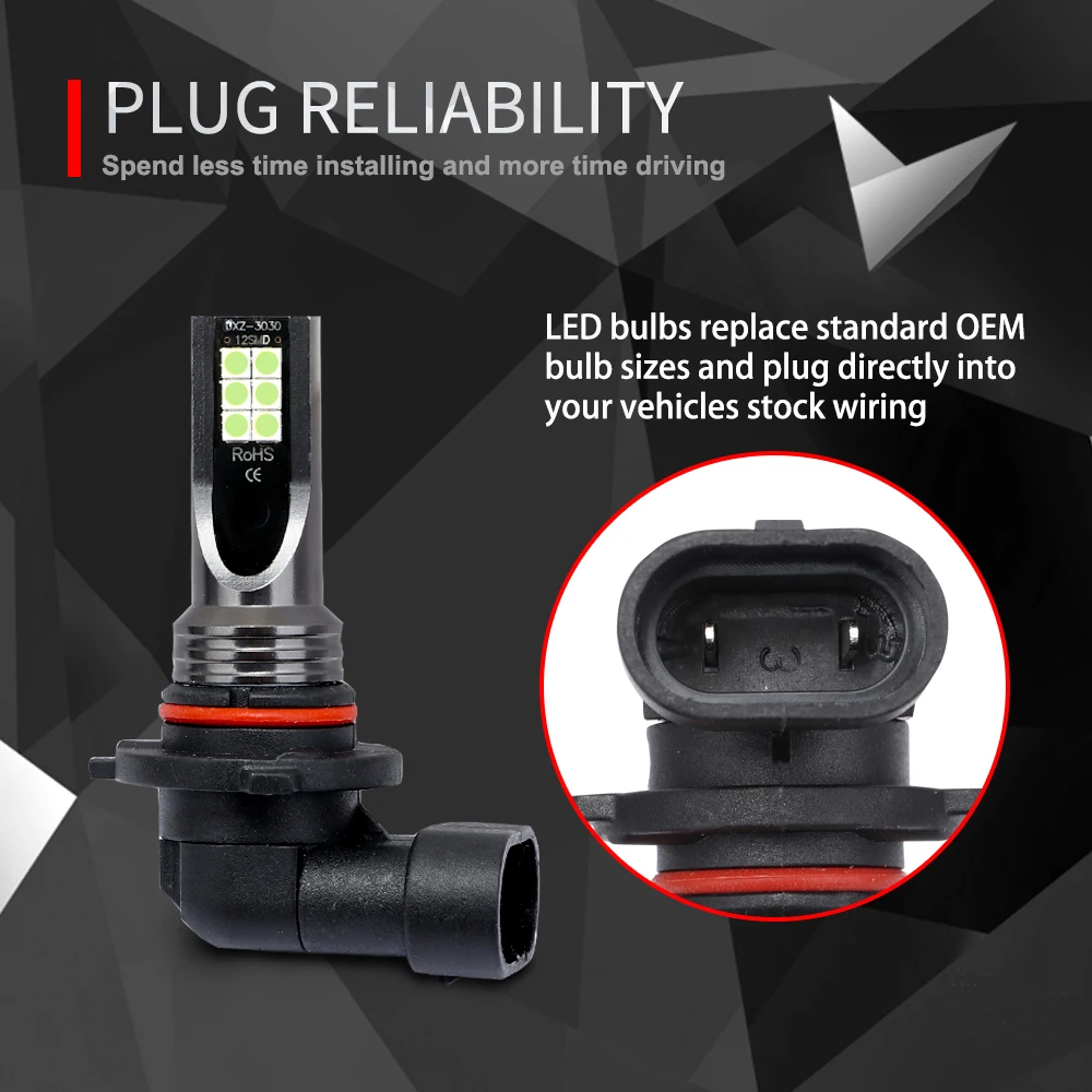 2Pcs 9005 9006 LED Headlight H11 H8 H9 H10 H1 H3 Car Fog Light Bulbs DRL H4 H7 Auto Driving Running Lamps 6000K 8000LM 80W 12V