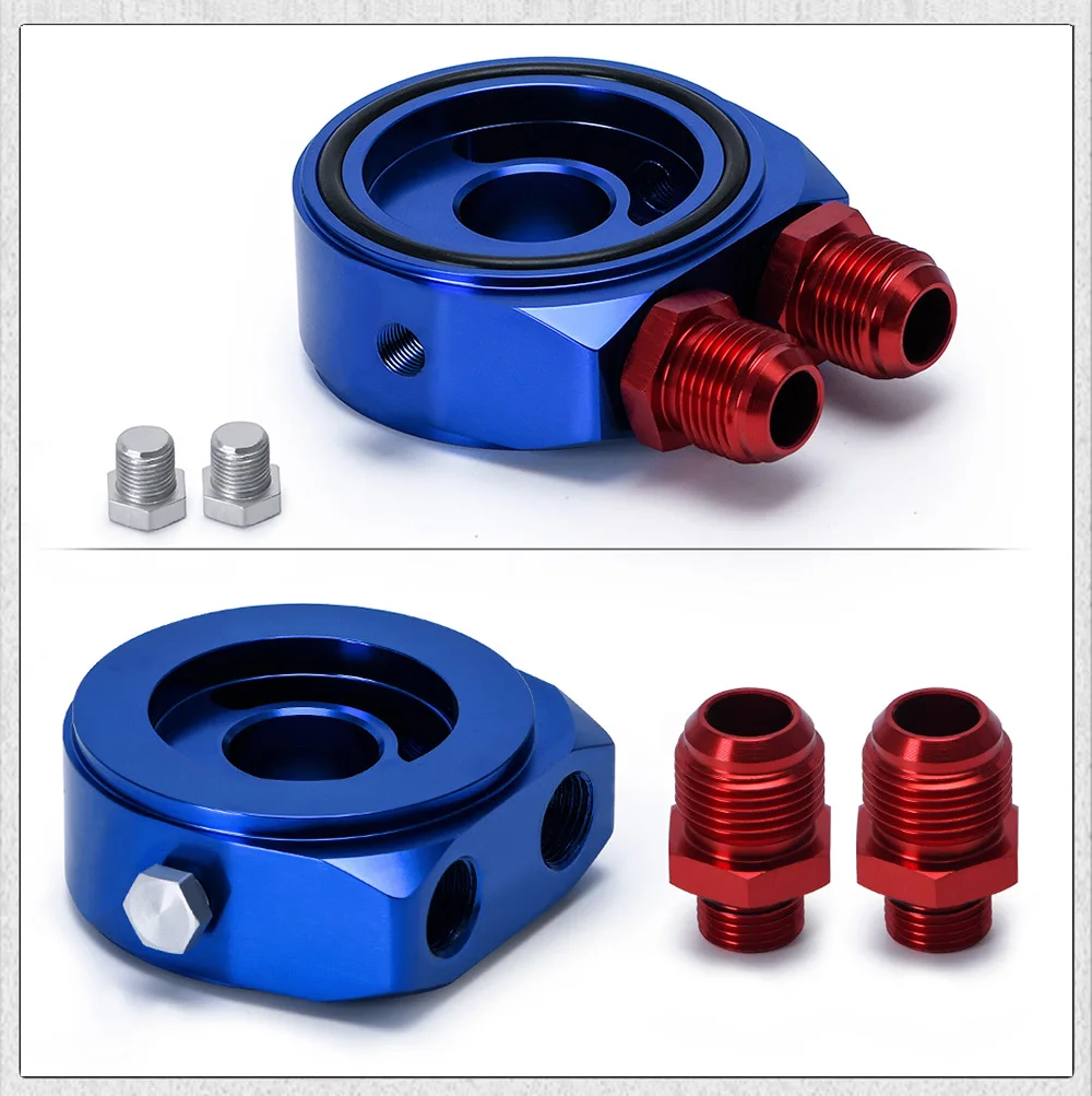 PQY - Car Aluminum Universal Oil Filter Sandwich Adapter For Oil Cooler Plate Kit AN10 PQY6721