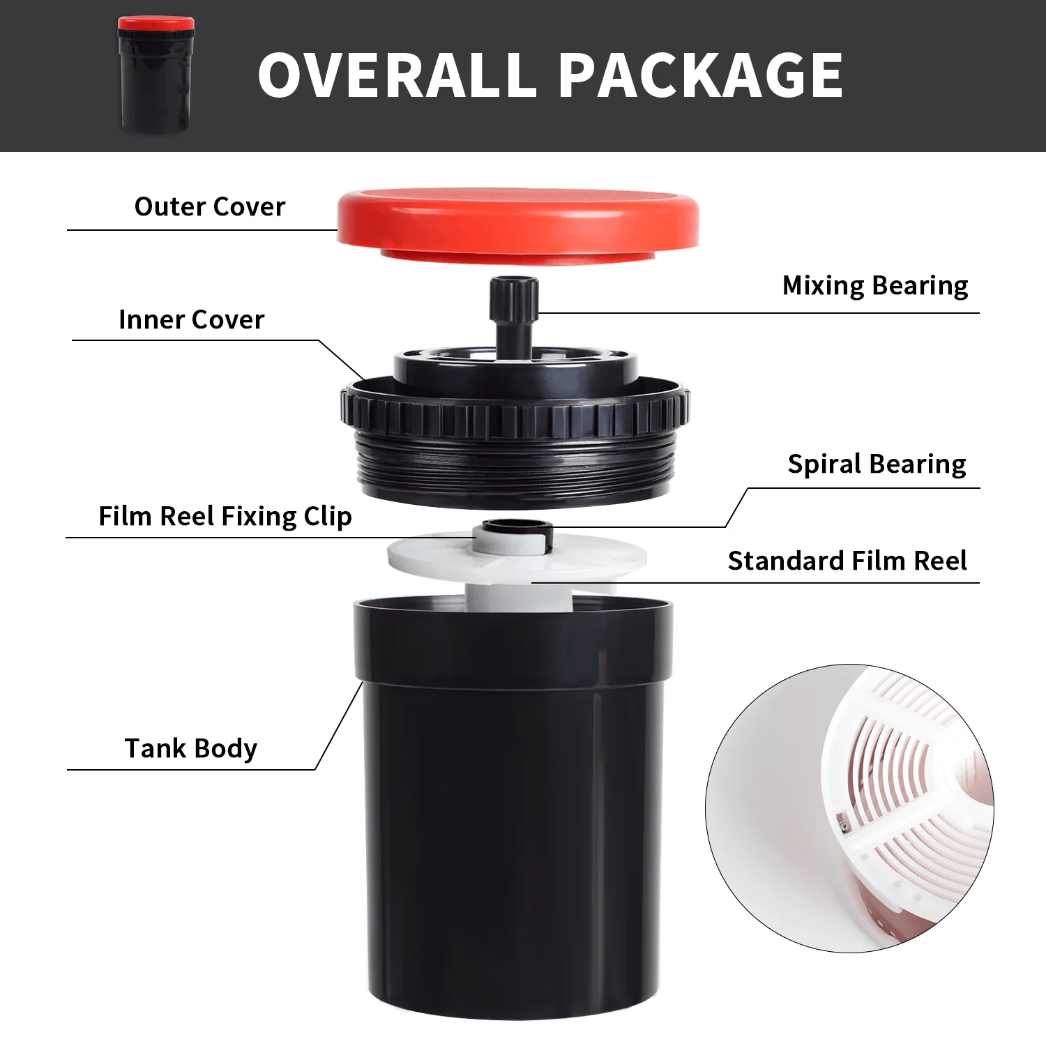 Compact 2 Reel 35mm Film Developing Tank 135 120 127 Film Darkroom Develop Processing Equipment