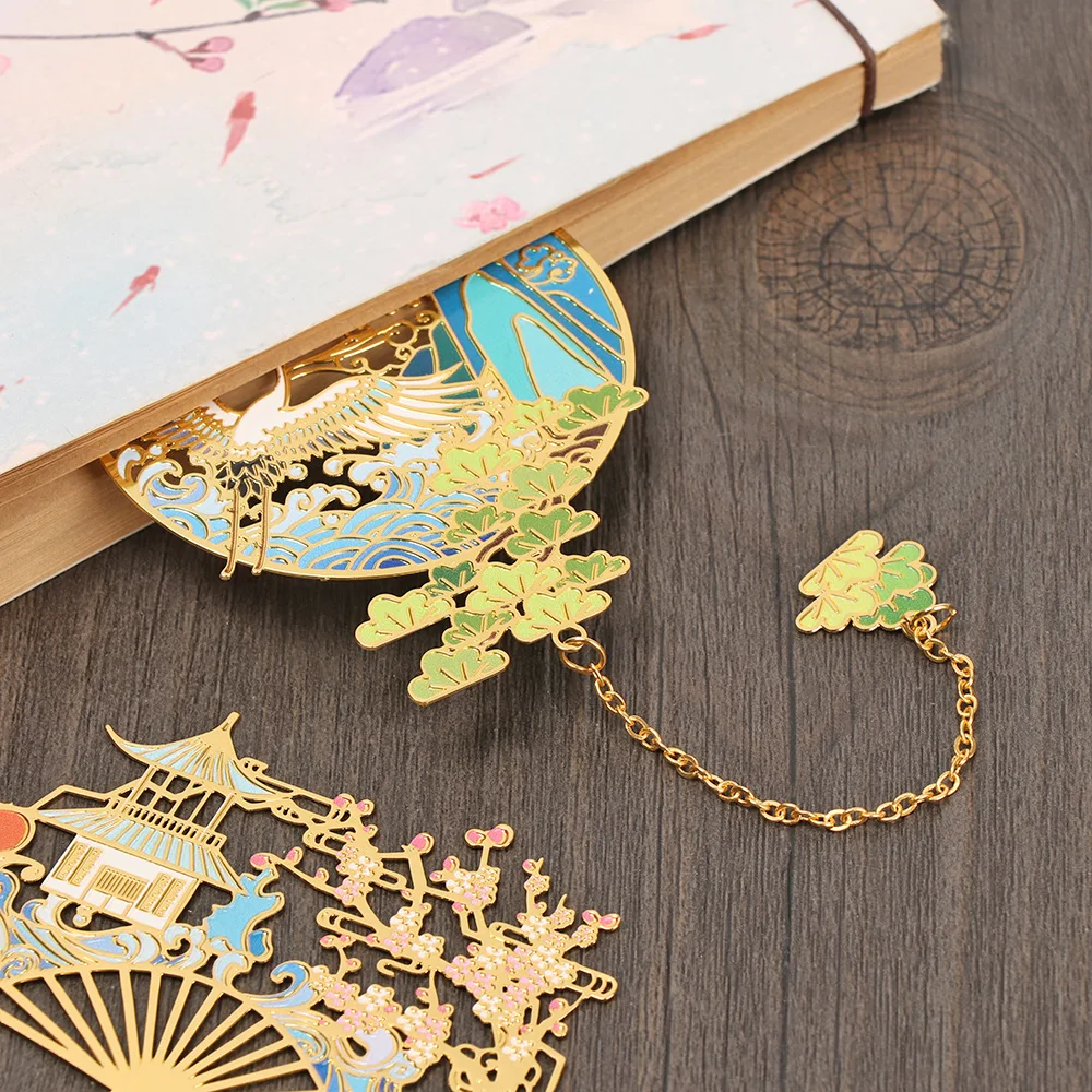 Chinese Style Brass Bookmark Tassel Pendant Retro Book Clip Metal Pagination Mark Student Gift Stationery School Office Supplies