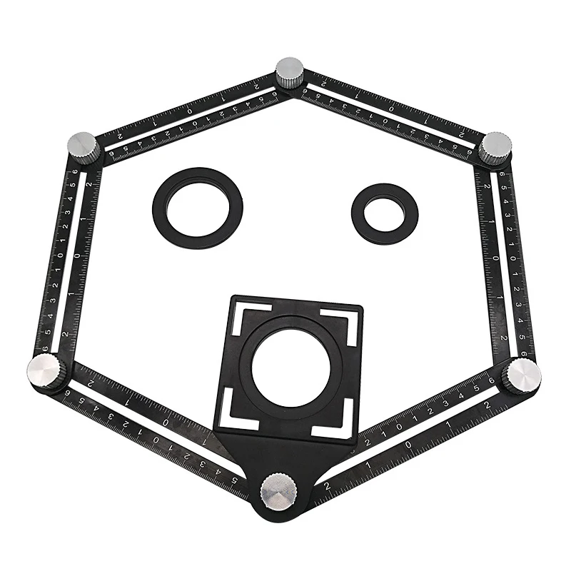 6 Fold Set Construction Angle Measuring Ruler Aluminum Alloy Perforated Mold Template Tool Locator Drill Guide Tile Hole