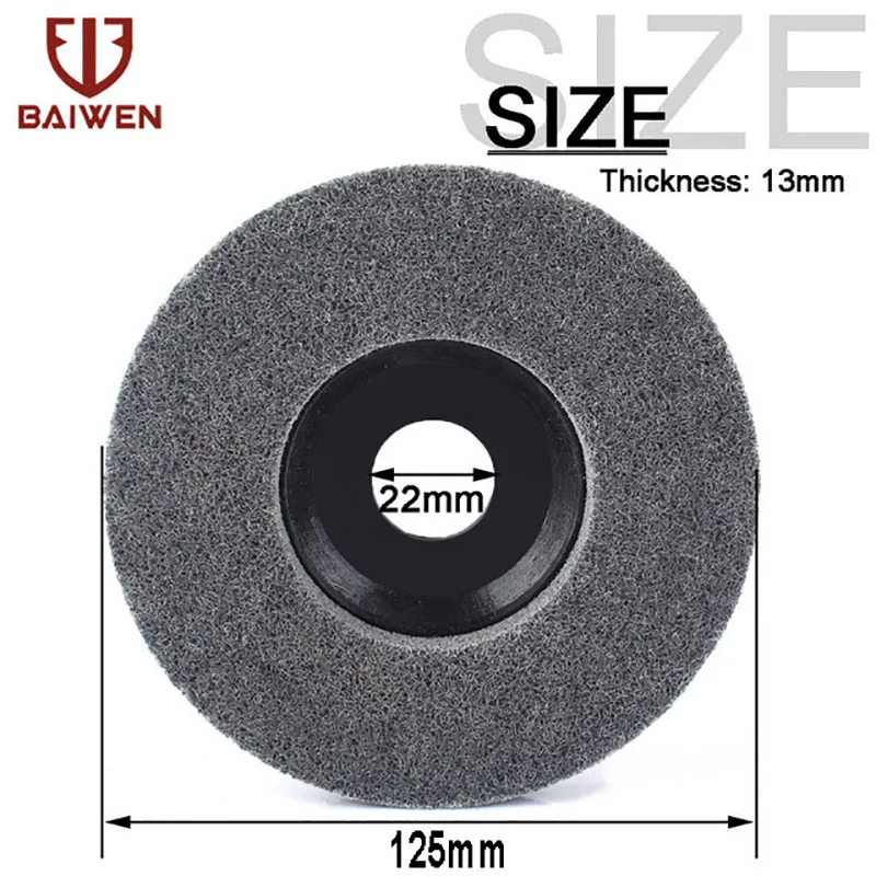 100mm 115mm 125mm Nylon Fiber Polishing Wheel Non Woven Abrasive Disc 4-5'' Grinding Polishing Wheel for Metal