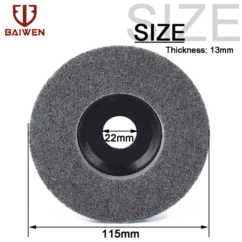 100mm 115mm 125mm Nylon Fiber Polishing Wheel Non Woven Abrasive Disc 4-5'' Grinding Polishing Wheel for Metal