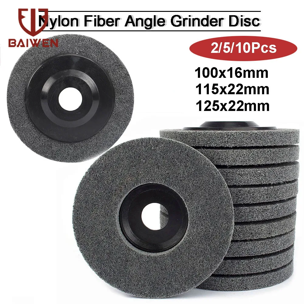 100mm 115mm 125mm Nylon Fiber Polishing Wheel Non Woven Abrasive Disc 4-5'' Grinding Polishing Wheel for Metal