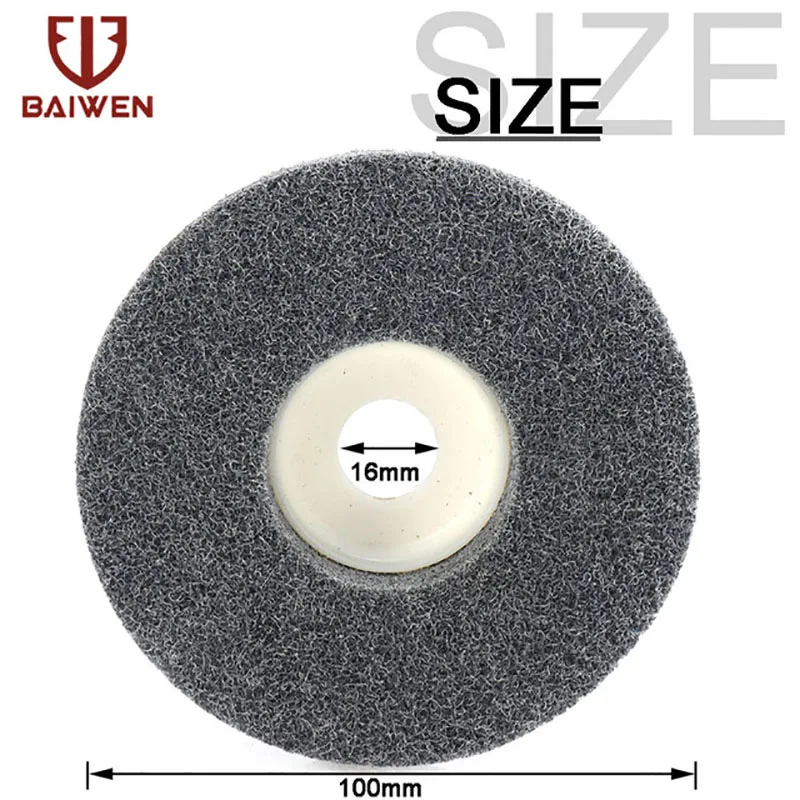 100mm 115mm 125mm Nylon Fiber Polishing Wheel Non Woven Abrasive Disc 4-5'' Grinding Polishing Wheel for Metal