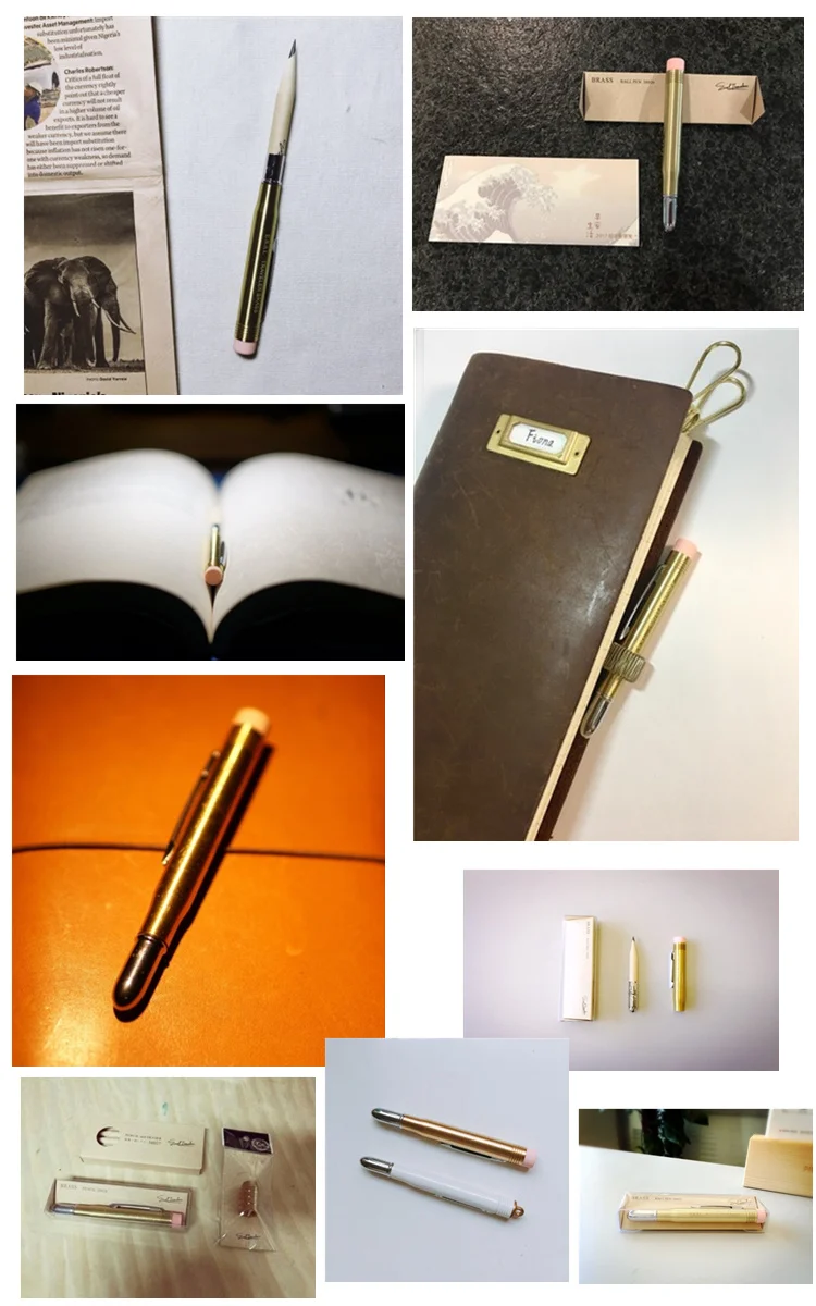 Fromthenon Traveler's Brass Pencil Metal Stationery Retro Travel Stationery Series Pictures Props Pencils for School