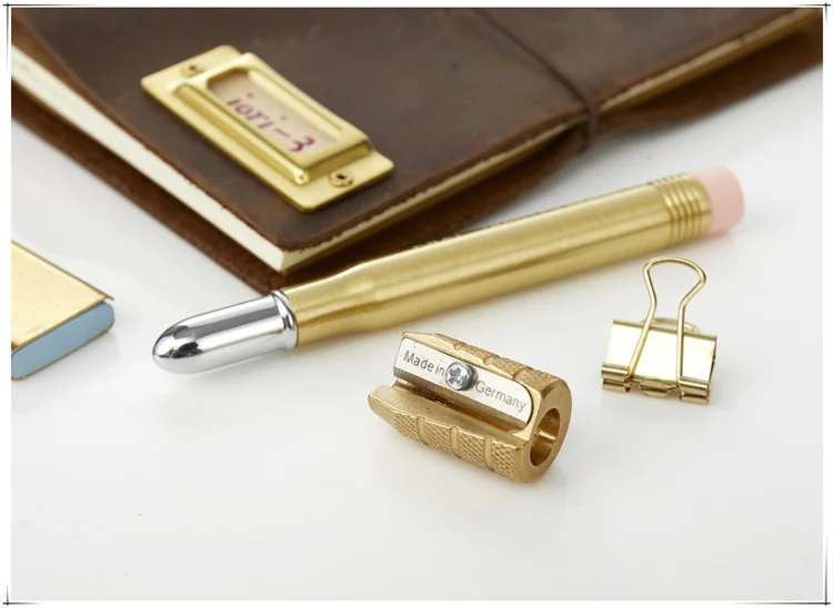 Fromthenon Traveler's Brass Pencil Metal Stationery Retro Travel Stationery Series Pictures Props Pencils for School
