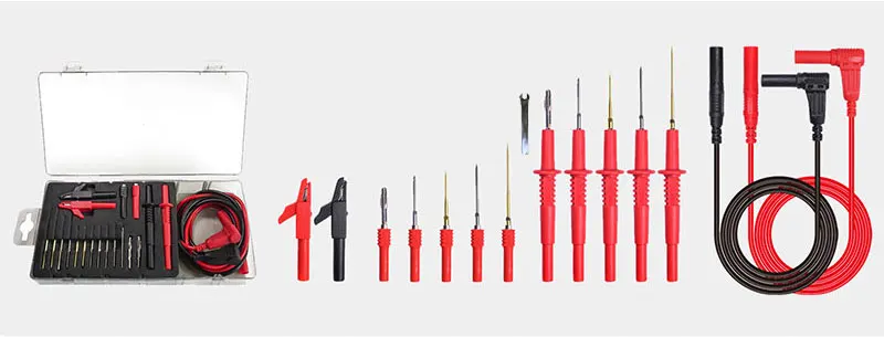 Cleqee P1308D Multi-functional Silicone Multimeter Test Lead Kit with Replaceable Sharp Needles Spanner Hook Alligator Clips