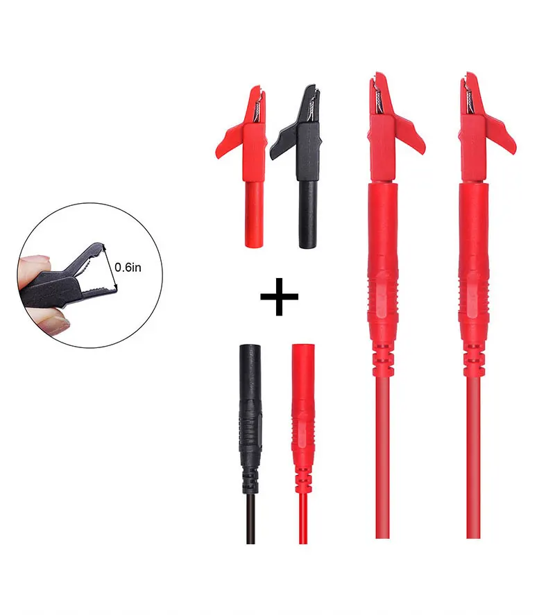 Cleqee P1308D Multi-functional Silicone Multimeter Test Lead Kit with Replaceable Sharp Needles Spanner Hook Alligator Clips