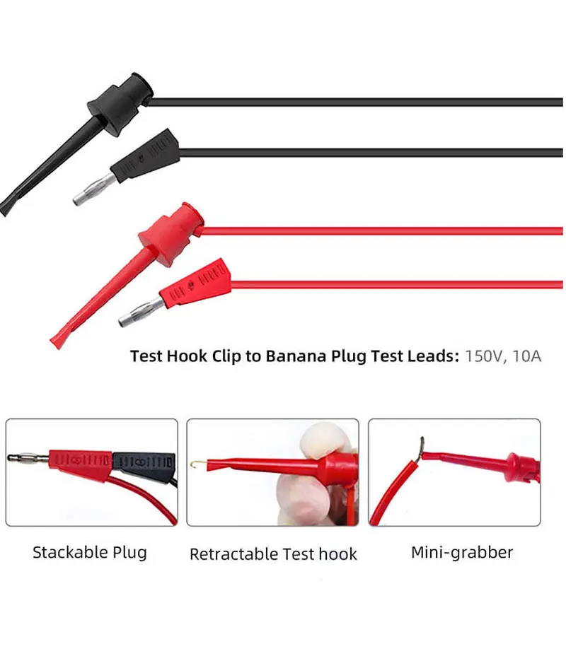 Cleqee P1308D Multi-functional Silicone Multimeter Test Lead Kit with Replaceable Sharp Needles Spanner Hook Alligator Clips