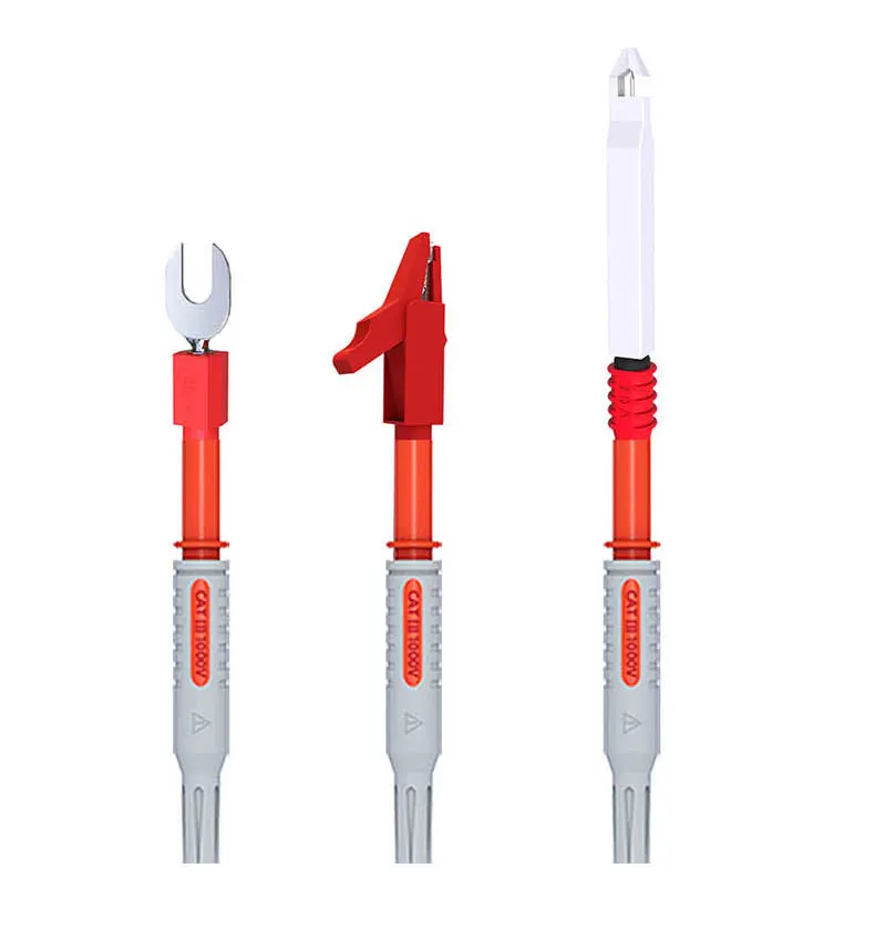 Cleqee P1308D Multi-functional Silicone Multimeter Test Lead Kit with Replaceable Sharp Needles Spanner Hook Alligator Clips