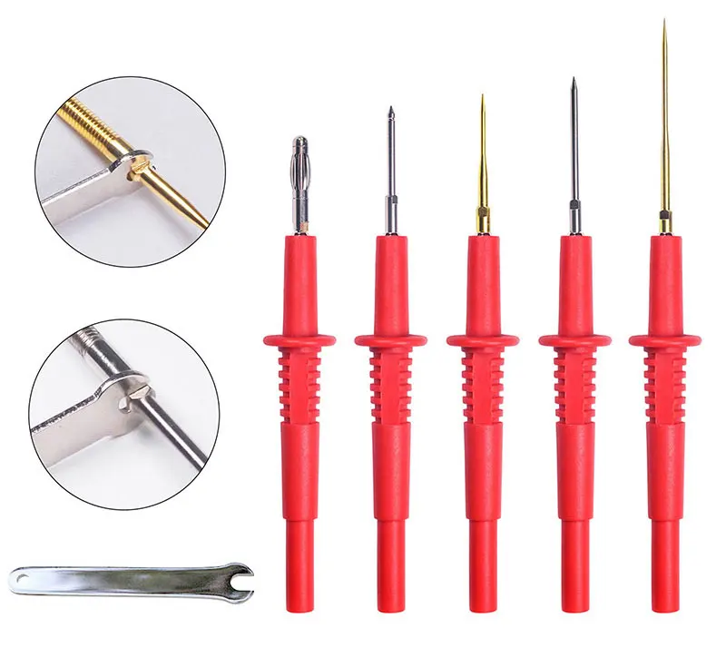 Cleqee P1308D Multi-functional Silicone Multimeter Test Lead Kit with Replaceable Sharp Needles Spanner Hook Alligator Clips