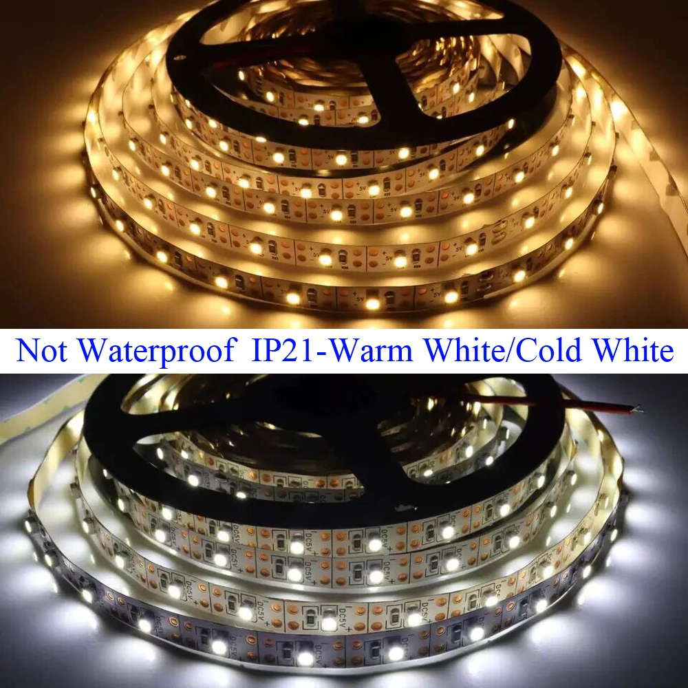 5V USB LED Strip Light Battery Power SMD 2835 3528 60LED 1m 2m 5m White Warm Red Blue Green Ribbon Cabinet Lights Night DC5V