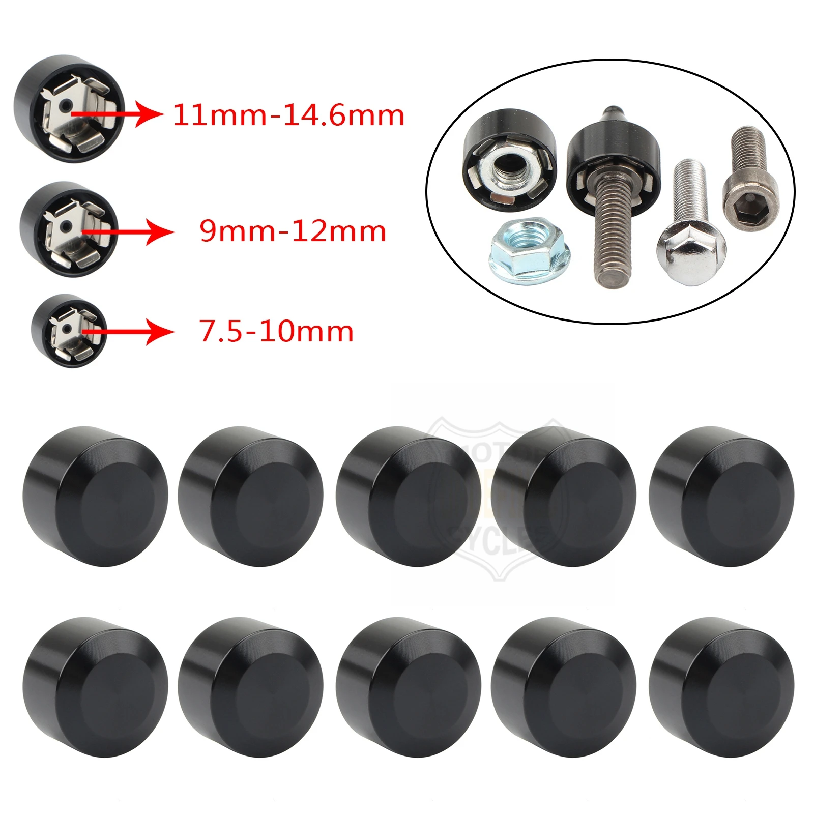 10pcs Head Bolt Cover For Harley Twin Cam Dyna Softail Touring FLH Chrome Schrauben Motor Topper Screw Caps Motorcycle Aluminum