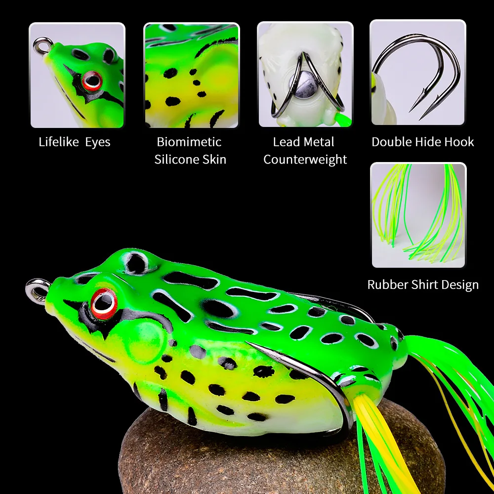1 Pcs 5G 8.5G 13G 17.5G Frog Lure Soft Tube Bait Plastic Fishing Lure with Fishing Hooks Topwater Ray Frog Artificial 3D Eyes