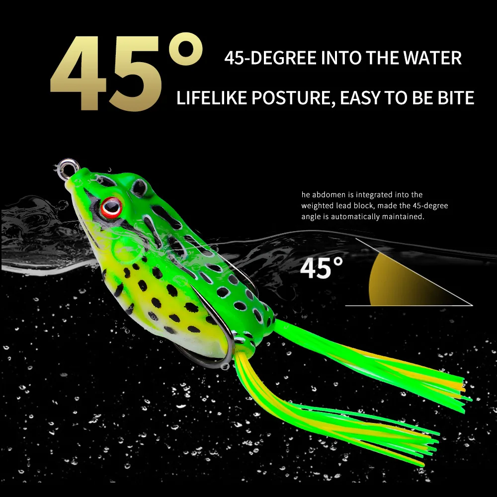 1 Pcs 5G 8.5G 13G 17.5G Frog Lure Soft Tube Bait Plastic Fishing Lure with Fishing Hooks Topwater Ray Frog Artificial 3D Eyes