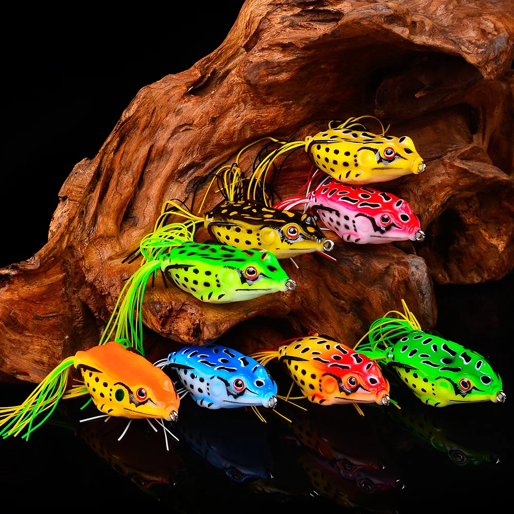 1 Pcs 5G 8.5G 13G 17.5G Frog Lure Soft Tube Bait Plastic Fishing Lure with Fishing Hooks Topwater Ray Frog Artificial 3D Eyes