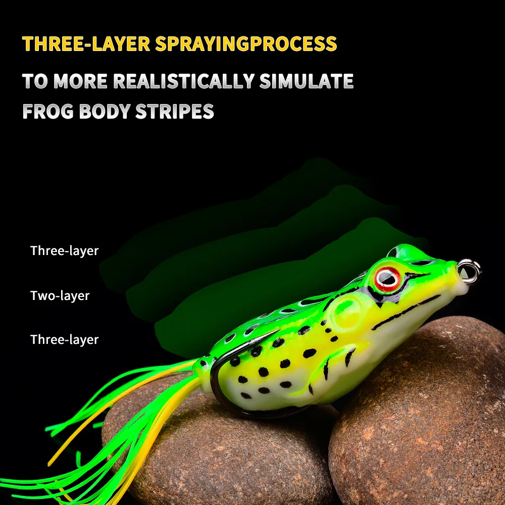 1 Pcs 5G 8.5G 13G 17.5G Frog Lure Soft Tube Bait Plastic Fishing Lure with Fishing Hooks Topwater Ray Frog Artificial 3D Eyes