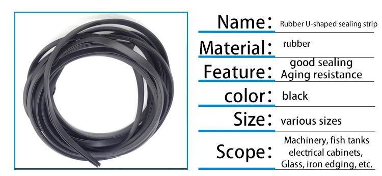 1/2/3/5/10M Black Rubber Edge Strip U Section Anti Oil Seal Edge Shield Encloser Inner Width 0.5-10mm High 5-15mm