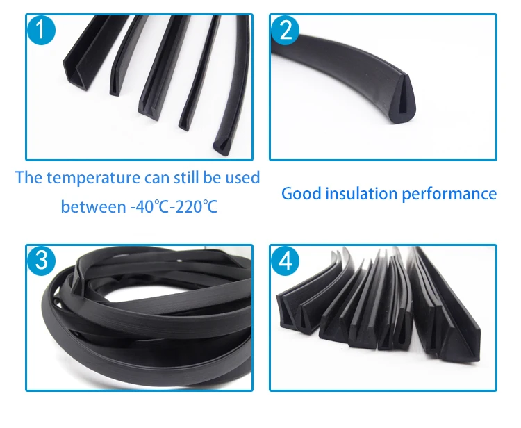 1/2/3/5/10M Black Rubber Edge Strip U Section Anti Oil Seal Edge Shield Encloser Inner Width 0.5-10mm High 5-15mm