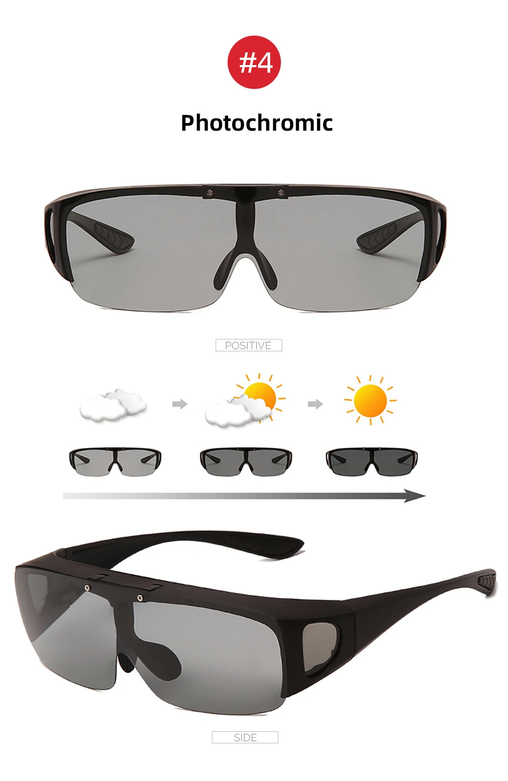 VIVIBEE Flip Up Polarized Fit Over Glasses Sunglasses Men Driving UV400 Photochromic Fishing Goggle Outdoor Women