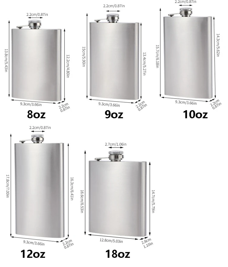 LMETJMA 1 4 5 6 7 8 9 10 oz Stainless Steel Hip Flask with Funnel Pocket Hip Flask Alcohol Whiskey Hip Flask Screw Cap KC0139