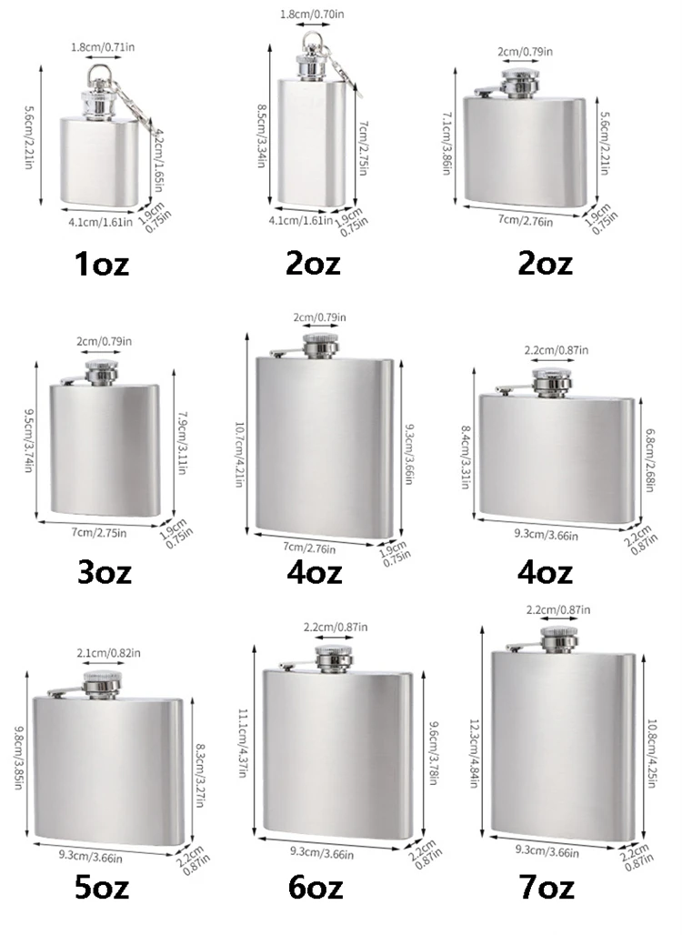 LMETJMA 1 4 5 6 7 8 9 10 oz Stainless Steel Hip Flask with Funnel Pocket Hip Flask Alcohol Whiskey Hip Flask Screw Cap KC0139