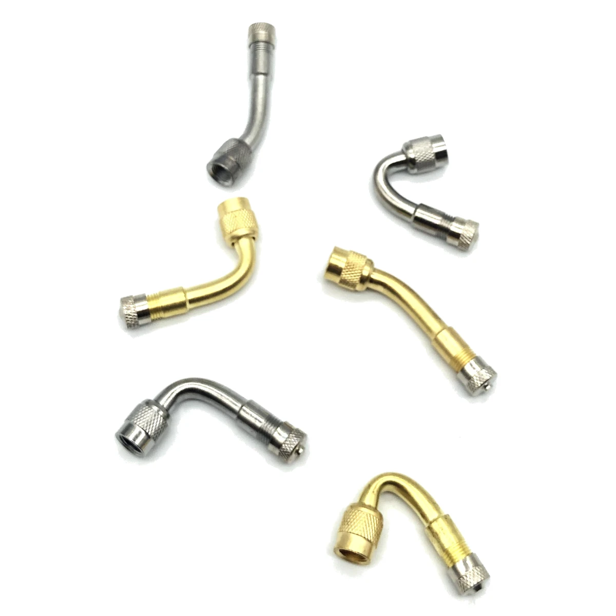 2Pcs Motorcycle Brass 45 90 135 Degree Angle Bent Valve Inflator Connector Tyre Tube Valve Extension Adapter for Truck Car Bike