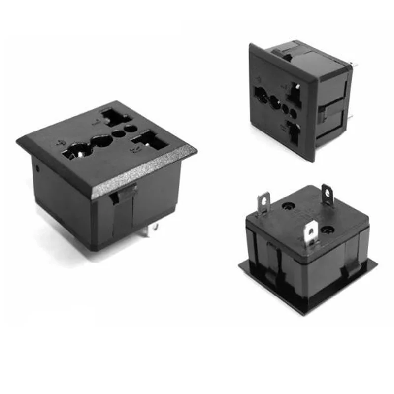 Black Copper 10/16A 250V American Japan Australian British EU Germany French Brazil Universal Electrical AC Power Socket
