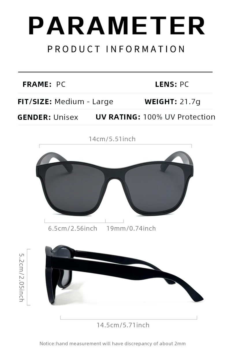 New One-piece Lens Sunglasses Men Women Fashion Square Male Sun Glasses Stylish Anti-glare Driving Travelling Shades UV400